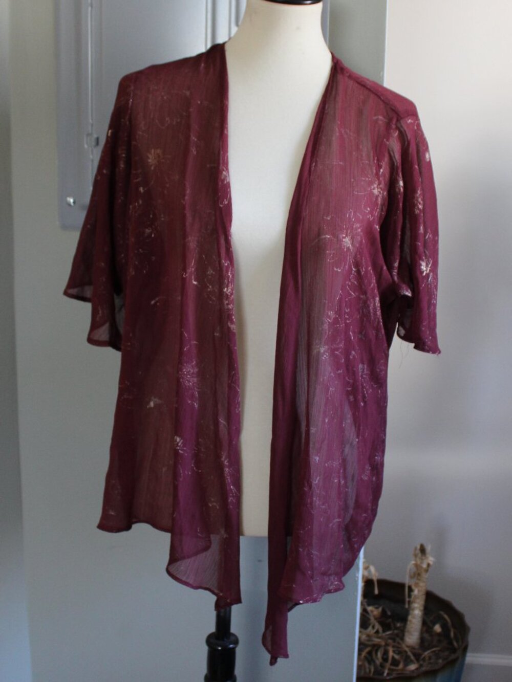 Women's Burgundy Sheer Cover-Up Size 12
